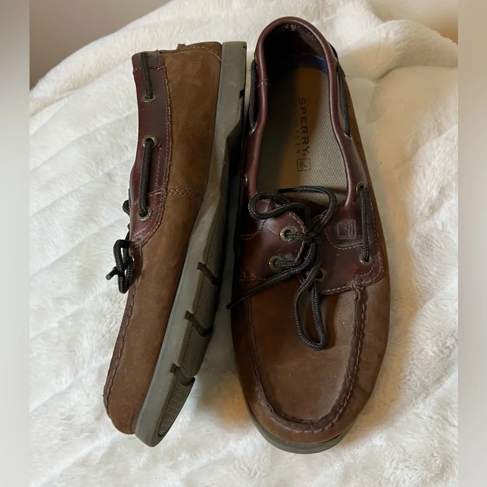 Sperry Mens 11 Brown Suede Leather Preppy Fall Winter Top Sider School Boat Shoe